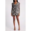 Dress The Population Kelsey Sequin Floral Long Sleeve Minidress