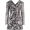 Dress The Population Kelsey Sequin Floral Long Sleeve Minidress In Dove-black