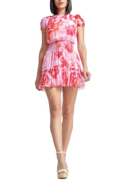 Dress The Population Kenley Floral Smocked Cocktail Minidress In Multi