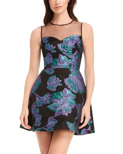 Dress The Population Kerra Metallic Floral Mini Dress In Blue