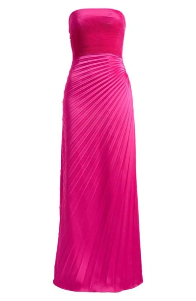 Dress The Population Kinley Accordion Pleat Strapless Evening Gown In Pink
