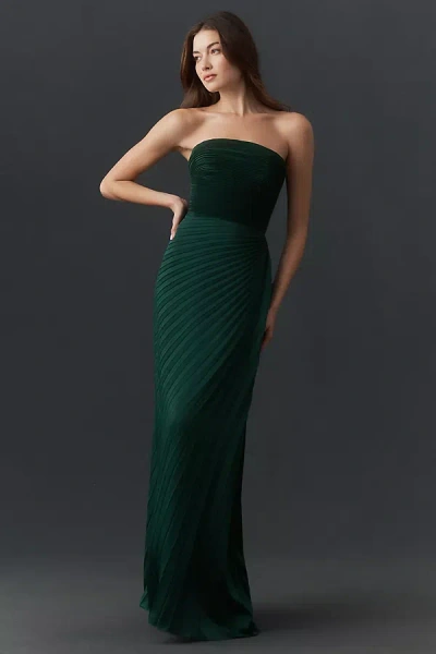 Dress The Population Kinley Strapless A-line Maxi Dress In Green