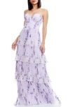 DRESS THE POPULATION DRESS THE POPULATION LAYANA RUFFLE STRAPLESS EVENING GOWN