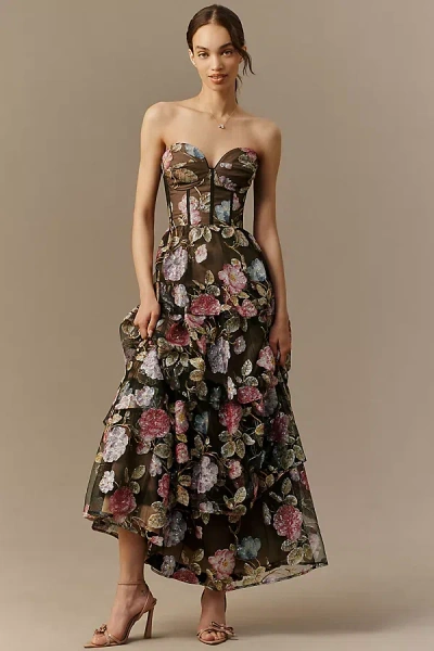 Dress The Population Layana Strapless Gown In Black
