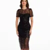 Dress The Population Lia 3d Beaded Dress In Black