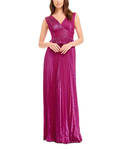 Dress The Population Liliana Pleated Long Dress In Purple