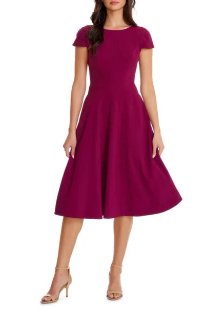 Dress The Population Livia Fit & Flare Dress In Dark Magenta