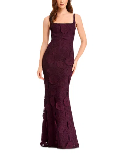 Dress The Population Lorena Applique Gown In Burgundy