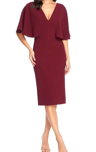 Dress The Population Louisa Cocktail Drape Sleeves Midi Dress In Red