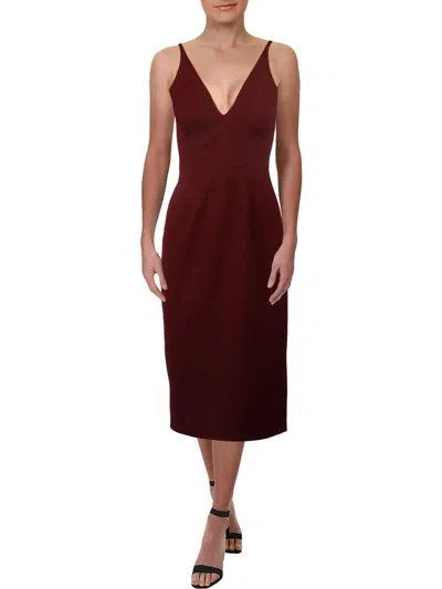 Dress The Population Lyla Womens Sleeveless Midi Cocktail Dress In Red