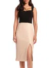Dress The Population Malise Sequin Midi Dress In Cream And Black In Multi