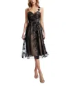 Dress The Population Maren Floral Lace Cocktail Midi Dress In Black-nude
