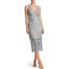 Dress The Population 'marie' Lace Midi Dress In Mineral Blue