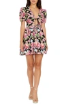 DRESS THE POPULATION DRESS THE POPULATION MARINA FLORAL EMBROIDERED FIT & FLARE MINIDRESS