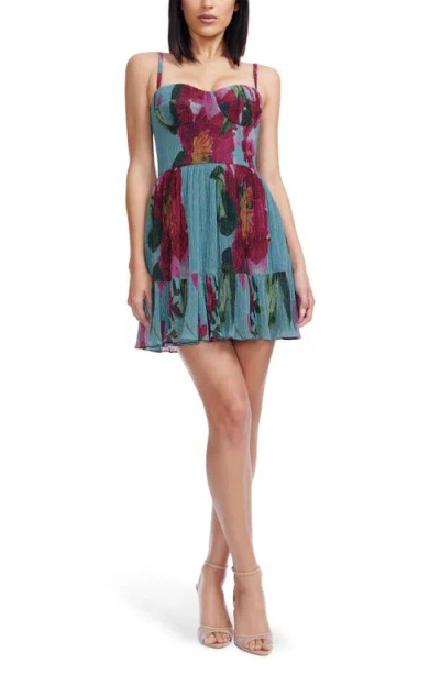 Dress The Population Marlow Metallic Floral Cocktail Minidress In Multi
