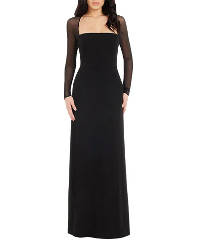Dress The Population Maxwell Long-sleeve A-line Crepe Gown In Black
