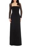 Dress The Population Maxwell Square Neck Long Sleeve Gown In Black
