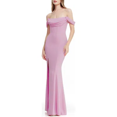 DRESS THE POPULATION DRESS THE POPULATION MELANIA OFF THE SHOULDER GOWN