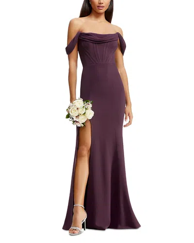 Dress The Population Melania Off-the-shoulder Gown In Purple