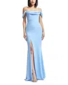 Dress The Population Melania Off-the-shoulder Gown In Sky