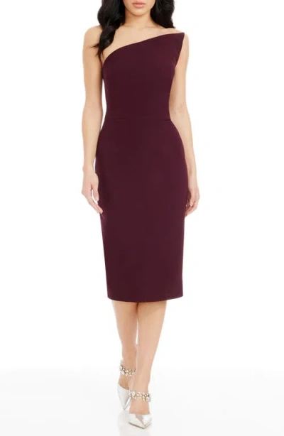 Dress The Population Milan Strapless Sheath Cocktail Dress In Port