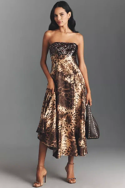 DRESS THE POPULATION MIRANDA STRAPLESS SEQUIN A-LINE MIDI DRESS