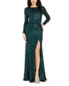 DRESS THE POPULATION DRESS THE POPULATION MISCHA SEQUIN LONG SLEEVE MERMAID GOWN