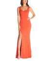Dress The Population Monroe Sweetheart Side Slit Gown In Orange