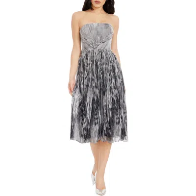 Dress The Population Nadine Metallic Strapless Fit & Flare Cocktail Dress In Dove Multi
