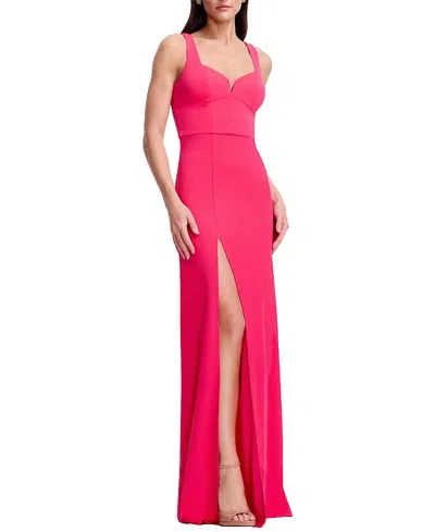 Dress The Population Nettie Sweetheart Neck High Slit Fitted Gown In Pink