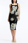 Dress The Population Nicole Sequin Floral Cocktail Sheath Dress In Black Multi