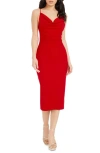 Dress The Population Nikki Womens Cowl Neck Open Back Cocktail And Party Dress In Rouge