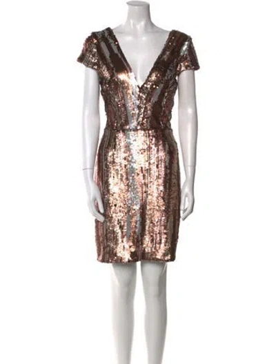 Pre-owned Dress The Population Nylon Mini Dress In Brown