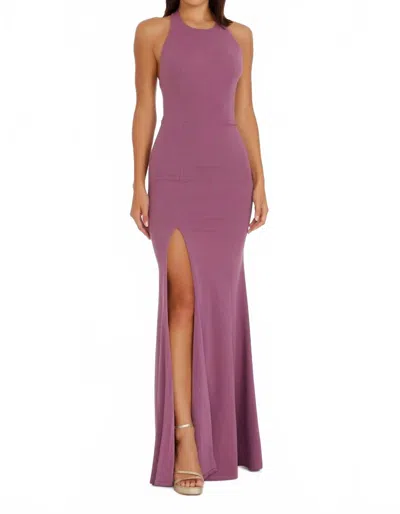 Dress The Population Paige Halter Neck Mermaid Gown In Orchid In Pink