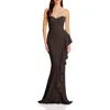 Dress The Population Paris Ruffle Strapless Mermaid Gown In Brown