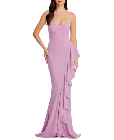 Dress The Population Paris Strapless Sweetheart Cascade Ruffle Gown In Purple