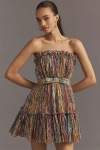 Dress The Population Petra Strapless Pleated Mini Dress In Multi