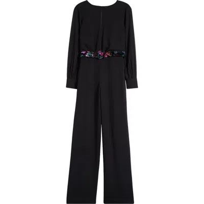 Dress The Population Pilar Belted Jumpsuit In Black Mult