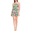 Dress The Population Pixie Metallic Stripe Floral Tiered Minidress In Pine Multi