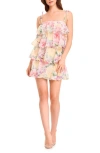 Dress The Population Pixie Tiered Minidress In Ivory Multi