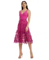 DRESS THE POPULATION PLUNGING DARLEEN NECK FIT & FLARE DRESS