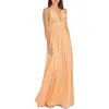Dress The Population Women's Rhea Satin Fit-and-flare Halter Gown In Apricot