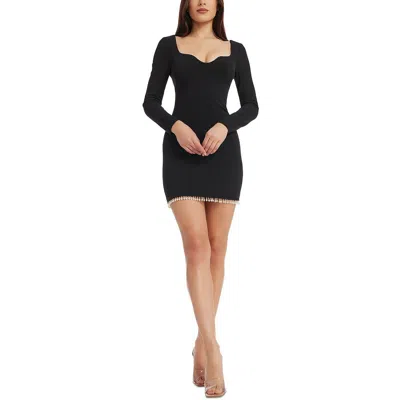 Dress The Population Ronin Womens Embellished Short Mini Dress In Black