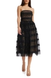 Dress The Population Ruby Embellished Lace Midi Dress In Black-nude