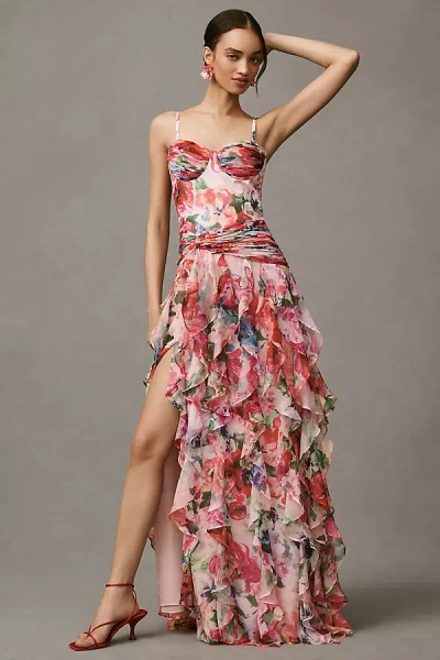 Dress The Population Ruffle Maxi Dress In Pink