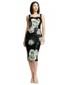 Dress The Population Nicole Sequin Floral Cocktail Sheath Dress In Black Multi