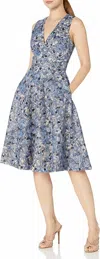 Dress The Population Sally Dress In Mineral Blue
