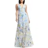 Dress The Population Samira Embellished Chiffon Gown In Sky Multi