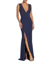 Dress The Population Sandra Plunging Gown In Midnight Blue