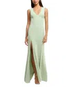 Dress The Population Sandra Plunging Gown In Sage